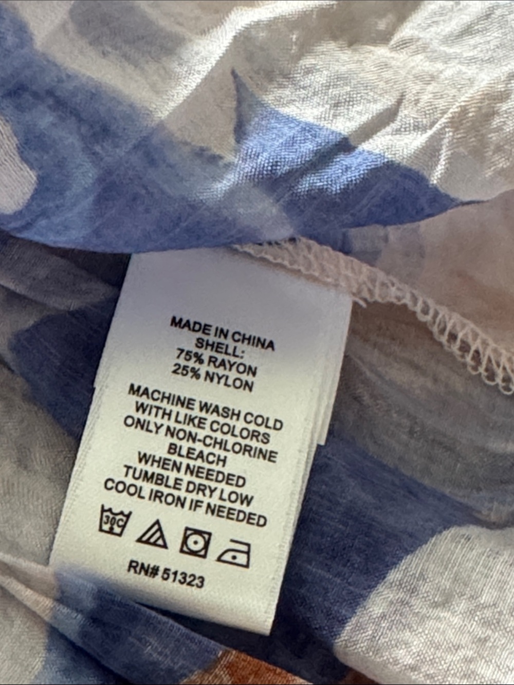 CeCe Blue and Cream Abstract Ruffle Button-Up Top - Picture 4 of 9